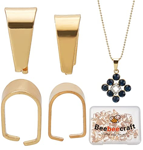 Beebeecraft 120 Stück 2 Größen Pinch Clip Verschluss Öse 18 Karat Vergoldetes Finish Halskettenverschlüsse Anhänger Charms Verbinder Ösen Für Halskette Schmuckzubehör