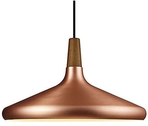 Modern Pendant Light Industrial Aluminum Ceiling Lighting Fixture Nordic Hanging Lamp Shade for Dining Room Kitchen Island Living Room Hallway (Wooden, Rose Gold Finish)