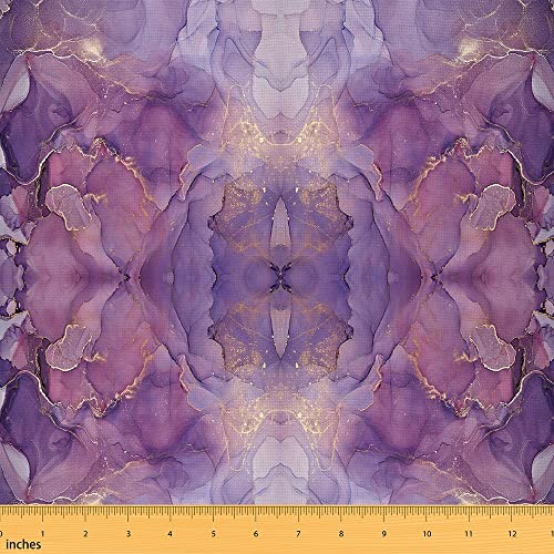 Lila Marmor Polsterstoff Abstrakter Goldglitter Dekorstoff Meterware Marmor Pailletten Draussen Stoff Ästhetischer Tie Dye Wasserdichter Stoff Handwerk Patchwork 920 x 150 (HxB)