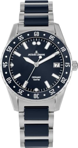 JACQUES LEMANS Damen-Uhren Analog Quarz One Size, Dunkelblau 32023316