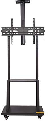 Meuble TV Portable Meuble TV Mobile pour écran Plasma LCD LED OLED 32-100, Hauteur Réglable en Hauteur Chariot TV Support de Plancher avec Plateau et Roues Jusqu'à 80 kg Support de