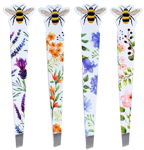 Puckator Nectar Meadows Shaped Tweezers - Sharp Thin Fine Kids Mini Ingrown Hair Tweezers - Stocking Fillers - Tweezer for Facial Hair Women Chin - Small Gift - Splinter Removal