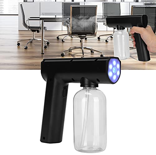 Atomizador de nanómetro eléctrico, nano pistola de vapor, máquina de nebulización de mano, luz azul, nano pistola de pulverización, limpieza de coche, oficina, hogar, inalámbrico, recargable, negro