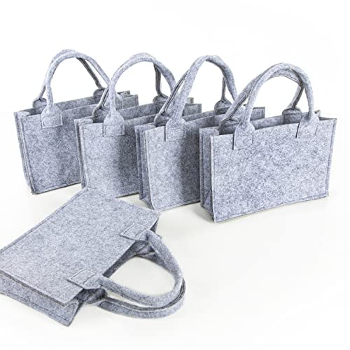 Logbuch-Verlag 5 kleine Geschenktaschen aus Filz zum Befüllen Ostern Verpackung grau Körbchen 21 x 14 x 6 cm grau