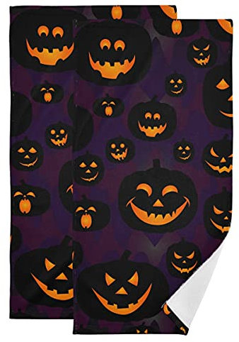 2Er Set Badetücher Halloween Jack Lantern Kürbis Strandtücher Bedruckt Camping Handtuch Ultraleichtes Strandtuch, Für Schwimmbad, Schwimmen, 70x40cm