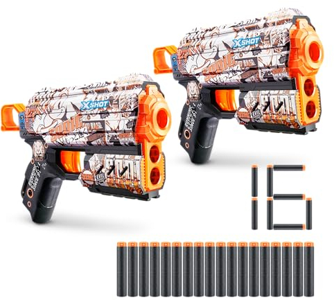 Xshot Skins Flux Blaster Sonic Retro, Sonic The Hedgehog Design with 16 Darts, Easy Reload, Air Pocket Dart Technology, Toy Foam Blaster for Kids, Teens and Adults (2 Blasters, 16 Darts)