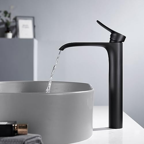 Schwarz Wasserhahn Bad Waschtischarmatur Wasserfall Einhebel-Mischbatterie Badarmatur Waschbecken Badezimmer Kaltes und Heißes Wasser Vorhanden