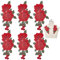 WEBEEDY 12 Stück 3D Rote Stickerei Rose Blume Applikation Patch Bestickt Nähen Auf Patch Aufkleber Nähen Stickerei Patches Zubehör Für DIY Kleidung Kleid Hochzeitskleid