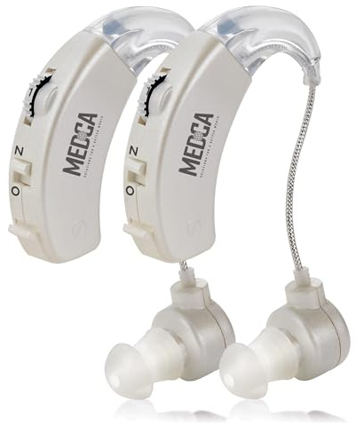 Behind the Ear Sound Amplifier - BTE Hearing Ear Amplification Device and Digital Sound Enhancer PSAD for the Hard of Hearing, Noise Reducing Feature, White
