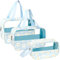 LEcylankEr Neceser Transparente 3 Piezas, Bolsa de Aseo PVC Impermeable para Mujer, Neceser de Maquillaje Portatil para Viajes, Baño (Estampado Azul)