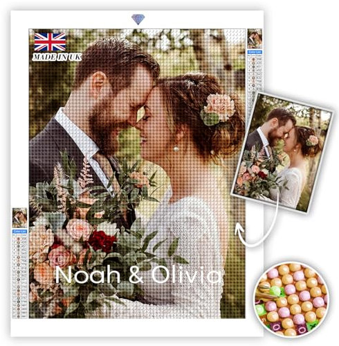 DPDP Diamond Painting Eigenes Foto, Personalisierte Diamant Painting Bilder mit Namen, Private Custom Ihr Eigenes Bild, Runder/Quadratischer Diamant, 70x90 cm