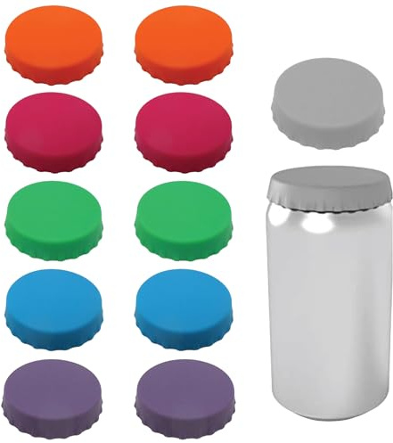 Gadgetime USA Lot de 12 couvercles en silicone pour canettes de soda et de boisson, sans BPA, passent au lave-vaisselle, couleurs assorties