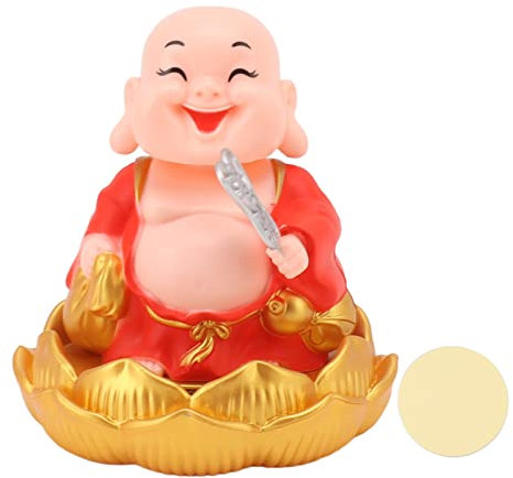 HERCHR Anti Stress Buddha, Solar Buddha Statue, Solarnickende Maitreya-Statue, Maitreya-Statue, Ornament, Maitreya, Lachender Buddha, Statue, Figur Für Auto, Ornament, Zuhause, Büro, Dekorationen