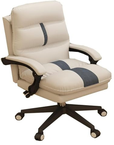 WADRBSW Stuhl Computerstuhl Ergonomischer Bürostuhl, Arbeitsstühle mit Armlehnen, Drehstuhl mit Lendenwirbelstütze, 135° Winkelverstellung // Beige/Grau Wolf Um Glück zu verfolgen