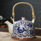 Home & Treat 900ml Vintage Floral Porcelain Tea Pot with Strainer | Heat-Resistant Colorful Handmade Ceramic Teapot | Household, Hotel, Resturent Gift Tea Serving Kettle