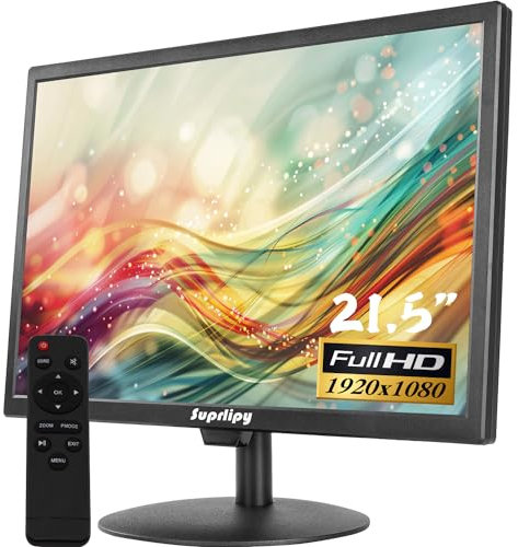 Suprlipy 21.5 FHD Mini LCD Monitor Display Screen 1920x1080 60Hz 16:9 BNC VGA HDMI AV with USB Input Built-in Loudspeaker for CCTV Security Camera DVR PC Game Console