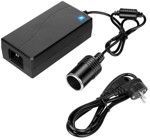 12V 5A Convertidor de Corriente, 60W Transformador, CA a CC Adaptador 220V a 12V con Encendidor de Cigarrillo de Coche, Adaptador Mechero Coche a Enchufe para Aspiradora de Coche, Refrigerador
