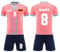 France Maillot de Football Personnalisé pour Enfants, Nom Personnalisé Numéro Maillot de Football Ensemble T-Shirt, Short et Costumes de Football pour Hommes et Enfants Rose
