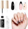 Beetles Gel Polish Set - 2 Popular Black White Colours Nail Art Polish Gel Art Paint for Swirl Nails - Built-in Thin Brush, UV Soak Off Gifts for Girls - CL209