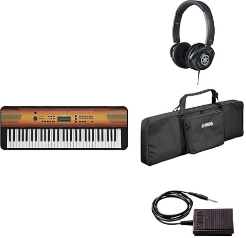 Yamaha Tastiera digitale PSR-E360MA, in acero - Tastiera digitale entry-level fornita in dotazione con cuffie HPH-150, custodia per tastiera SC-KB630 e pedale sustain