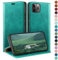 HUOUH für iPhone 12 Pro Max 6.7 Hülle mit RFID Schutzhülle aus Lederhülle Handyhülle,Kartenfach Leder ständer Handy hülle,360 Grad Schutz Cover für Apple 12 Pro Max Klapphülle Wallet Case Blaugrün