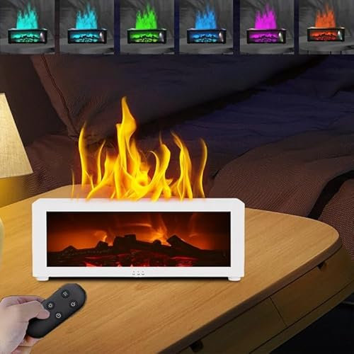 Diffusore Di Oli Essenziali Fiamma, Diffusore Profumo Ambiente Modello Caminetto con Telecomando, 7 Tipi di Luci LED con Timer, Ideale per Casa Ufficio Sport