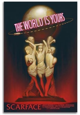 LUEXUHEY Leinwand-Kunstdruck, Scarface, Filmposter für Wohnzimmer, Schlafzimmer, moderne Heimdekoration, Geschenk, 40 x 60 cm, ungerahmter Stil