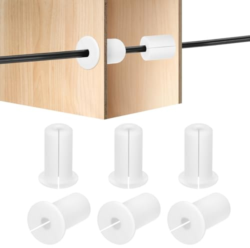 HiPicco 6Pcs Wall Grommets for Cables 3/4-Inch Silicone Cable Wall Bushing Feed Through Cable Routing Kit Accessories Wall Cable Pass Through for Ethernet with 7mm Hole, White
