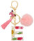 MWOOT Porte Clé Lettre avec Initiale, Porte Clef Alphabet Rose avec Pendentif Pompon Tassel Papillon pour Femmes Filles, Charme de Porte Clés en Résine pour Clé de Voiture Sac à Main Décor(E)