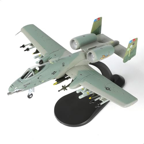 NUOTIE 1/100 A-10 Thunderbolt II (Warthog) Attack Kit de Maquette d'avion en métal moulé sous Pression pour Collection d'affichage ou Cadeau (Peinture Requin Tigre)