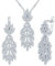 Yumilok leaf tassels 925 Sterling Silver Necklace Earring Sets Pendant Necklace for women Cubic Zirconia