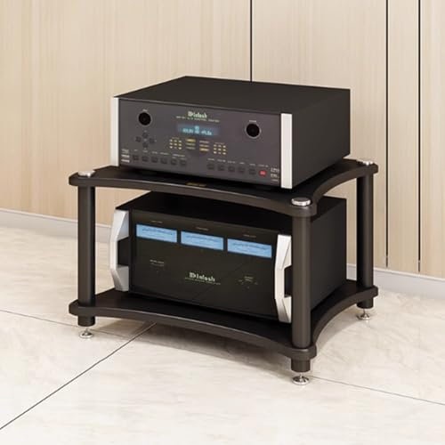 UrbanUp HiFi Shelf Supporti per Apparecchiature con Capacità da 1 a 4 Livelli per Soggiorno, Ampio Supporto per Supporti AV con 4 Montanti in Acciaio, Mobile Stereo Vintage, Torre Rack Audio(3 Tier)