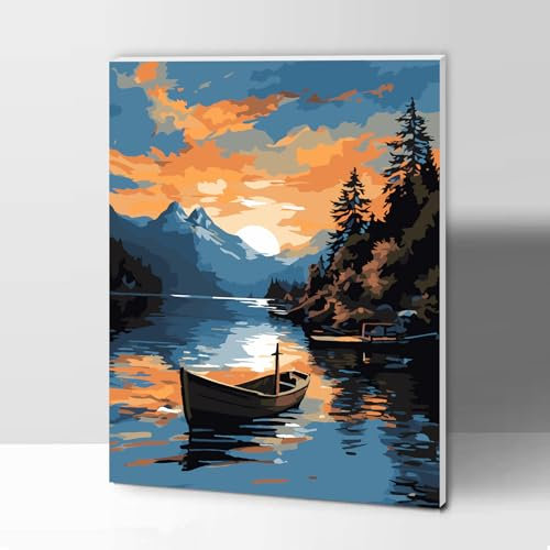 Gifmore Kit de peinture par numéros pour adultes avec cadre, Paint by Numbers Kit avec pigments acryliques et pinceaux, Cadeaux et décorations murales, 30 x 40 cm, vue sur la mer