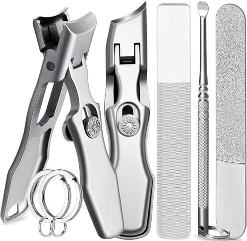 VOGARB Professional Nail Clippers Kit with Toenail Clippers, Curved and Slanted Nail Clippers Set for Men Toenail Clippers for Seniors Thick Toenails Large Wide Jaw Opening Ultra Sharp