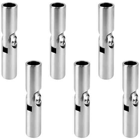 6 Stück Edelstahl Handlauf Gelenkverbinder, Ø 15 mm Einstellbarer Winkel Edelstahl Geländer Zubehör, Handlauf Konfigurator Verbinder für Treppe, Balkon, Außenbereich (Silber)