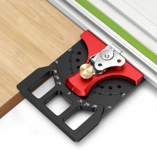 Feikeer Adjustable Track Saw Square, 60° to 60° Quick Positive Angle Stop, Track Saw Rail Square Compatible with Festool and Makita Track Saw Accessories, for Precision Miter Cutting, 2 Year Warranty