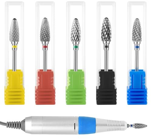 keyxer 5 pièces embouts de lime à ongles en carbure de tungstène, embouts de coupe-ongles accessoires de coupe-ongles professionnels, accessoires de machine perceuse pour ongles pour gel à ongles