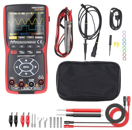 Oszilloskop+Multimeter+Signalgenerator, 3 in 1 2-Kanal-Oszilloskop 25000 Zählt Digitaler Multimeter-Wellenformsignalgenerator