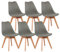 IPOTIUS Sillas de Comedor Escandinavas Modernas con Certificación SGS - Patas de Haya Natural, Respaldo Ergonómico para Cocina, Estudio o Dormitorio (Gris, Juego de 6)