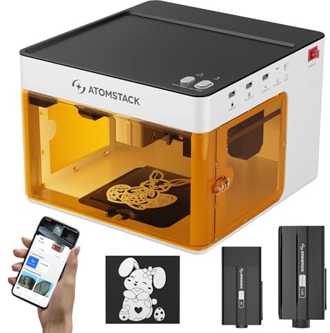 Atomstack P1 Mini Laser Graviermaschine, 5W Diode und 1,2W Infrarot Laser Cutter Tragbare Desktop Lasergravur, CoreXY Dualmotor, Kostenlose Atomstack App mit Designbibliothek