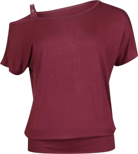 Black Premium by EMP Damen rotes T-Shirt mit weitem Halsausschnitt und überschnittener Schulter