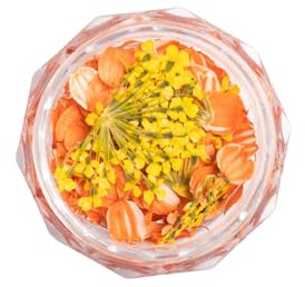 Semilac Flower Flakes Golden Sunset - Golden & Orange Nail Decoration - Dried Flowers for UV Nail Polish & UV Gel Nail Art