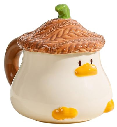 Taza de té - Taza de cerámica de 400 ml con tapa de sombrero, divertido diseño de dibujos animados, bebidas novedosas para niños y adultos, ideal para café, té, leche, cumpleaños perfecto o