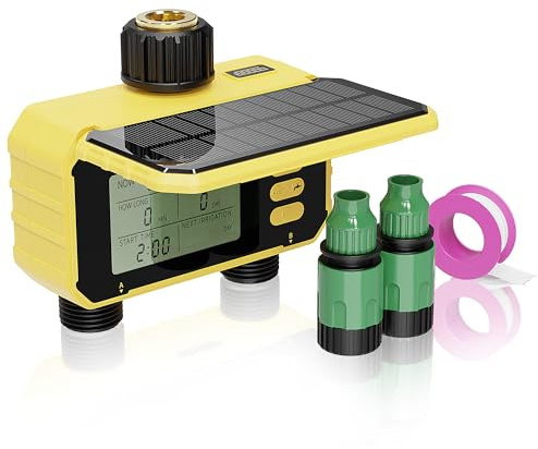 Jardirossa Minuteur d'arrosage programmable pour tuyau d'arrosage, avec retard de pluie, irrigation goutte à goutte manuelle/automatique, noir et jaune