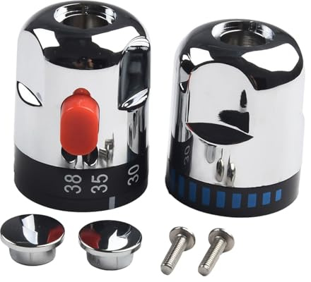 Gdfnmogo Shower Water Havi Handles for Ba ermostatic Mixer Taps Abs Chrome Finish Tempeure Control Knobs ub Stop Ri Control Screw End Cap