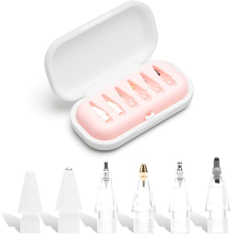 Set di 6 punte di ricambio compatibili con Apple Pencil 1ª/2ª generazione & USB-C – Punte Apple Pencil Pro per scrivere e disegnare su iPad, con custodia inclusa