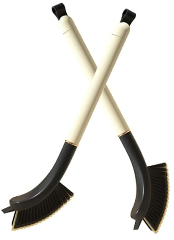 Brosse de Nettoyage des Interstices 2pcs à Long Manche pour Rainures | PP et Tpr, Anneau Électroplaqué, Antidérapante, Multi-usages, Produits de Nettoyage Maison