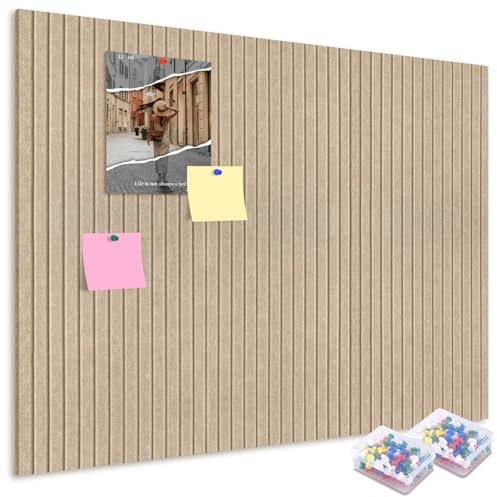 ALANGDUO Tableau Liege Mural 120 x 90 cm, Grand Tableau d'affichage en Feutre avec Punaises, 0,9 cm d'Épaisseur, Tableaux en Liège pour Bureau, Maison, Cuisine, École et Magasin, Camel Foncé