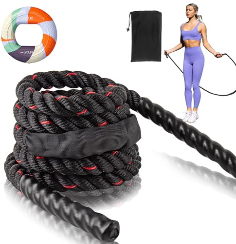 JOTOL Corda Pesante Saltare 0,8KG 280CM, Allenamento Muscolare Corpo Intero | Battle Rope per Fitness, Boxe, Perdere Peso e Sport — Costruire Forza, Professionale per Uomo e Donna