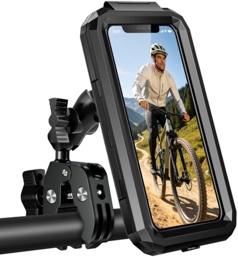 WACCET Handyhalterung Fahrrad Wasserdicht Handyhalterung Fahrrad AntiVibration 720° Handyhalter Fahrradlenker mit Touch ID Roller Handyhalterung für Smartphone is zu 4-6.8